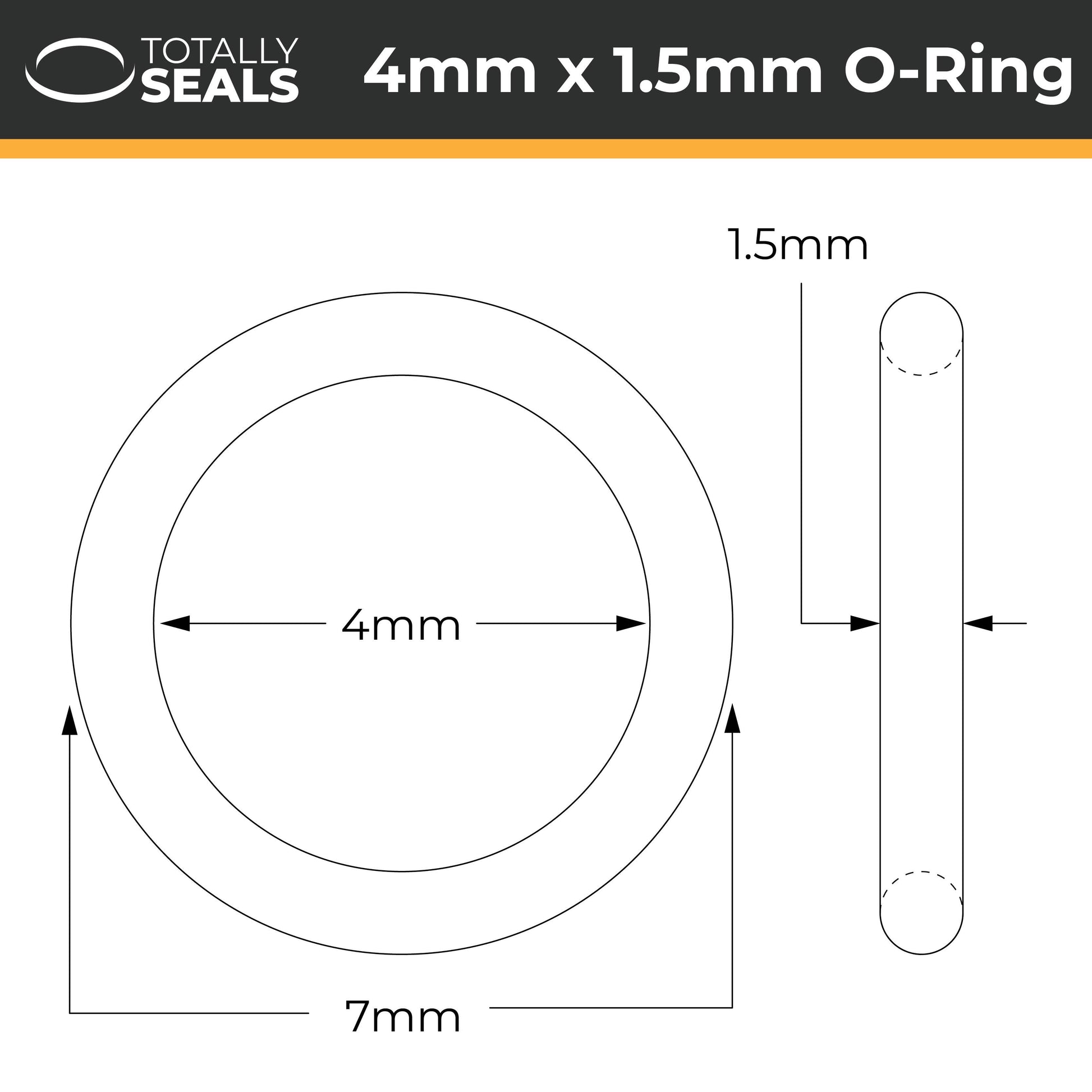 4mm x 1.5mm (7mm OD) Nitrile O-Rings - Totally Seals®