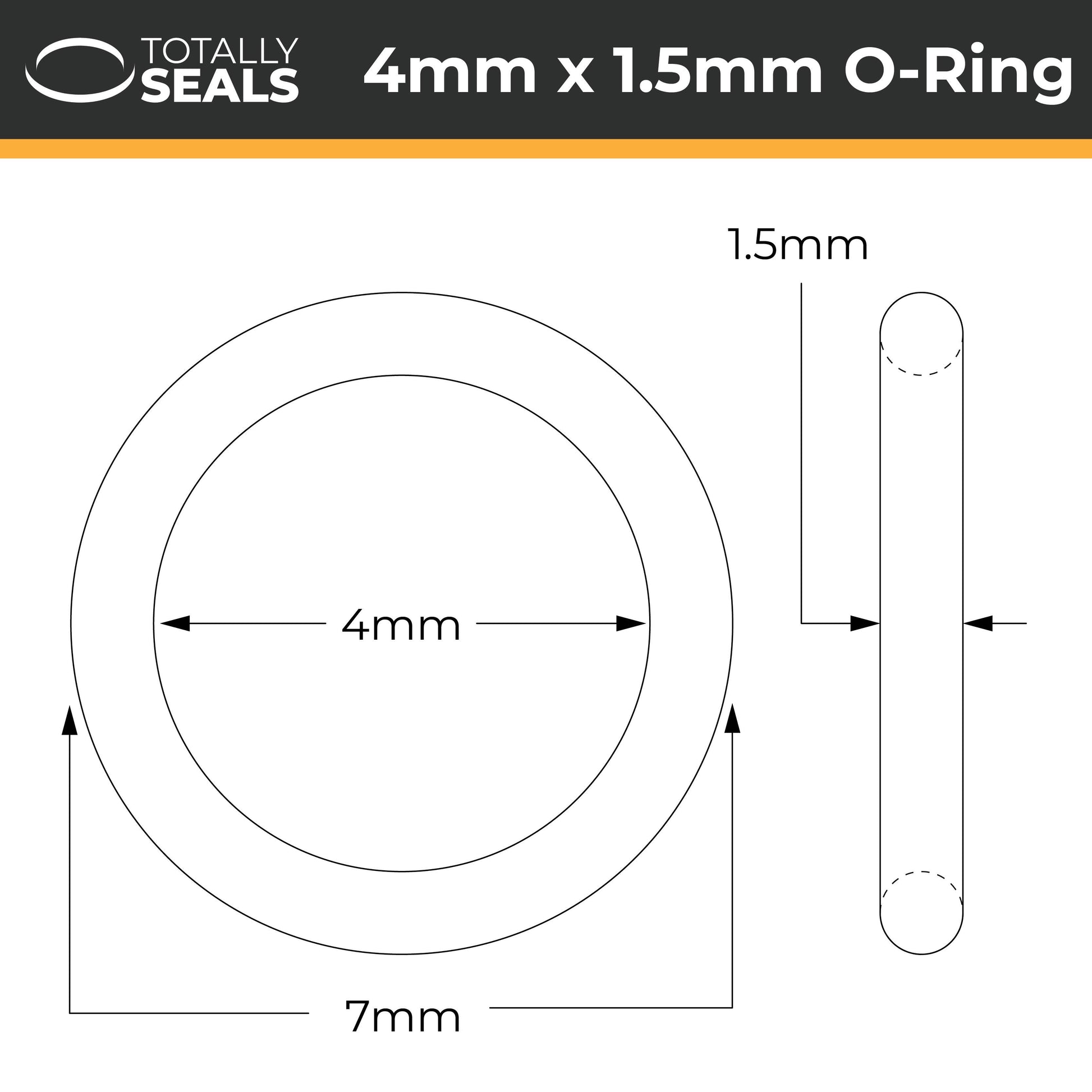 4mm x (7mm OD) Nitrile O-Rings – Totally Seals