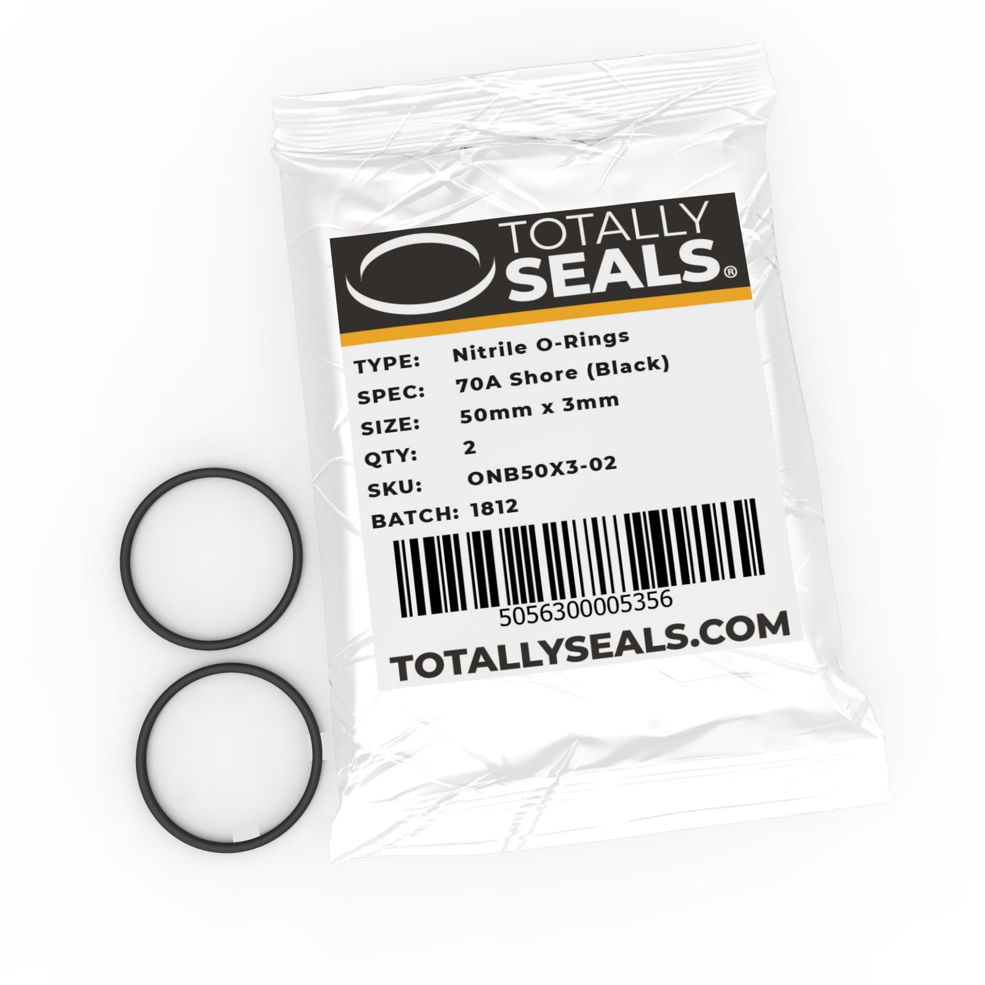 50mm x 3mm (56mm OD) Nitrile O-Rings - Totally Seals®