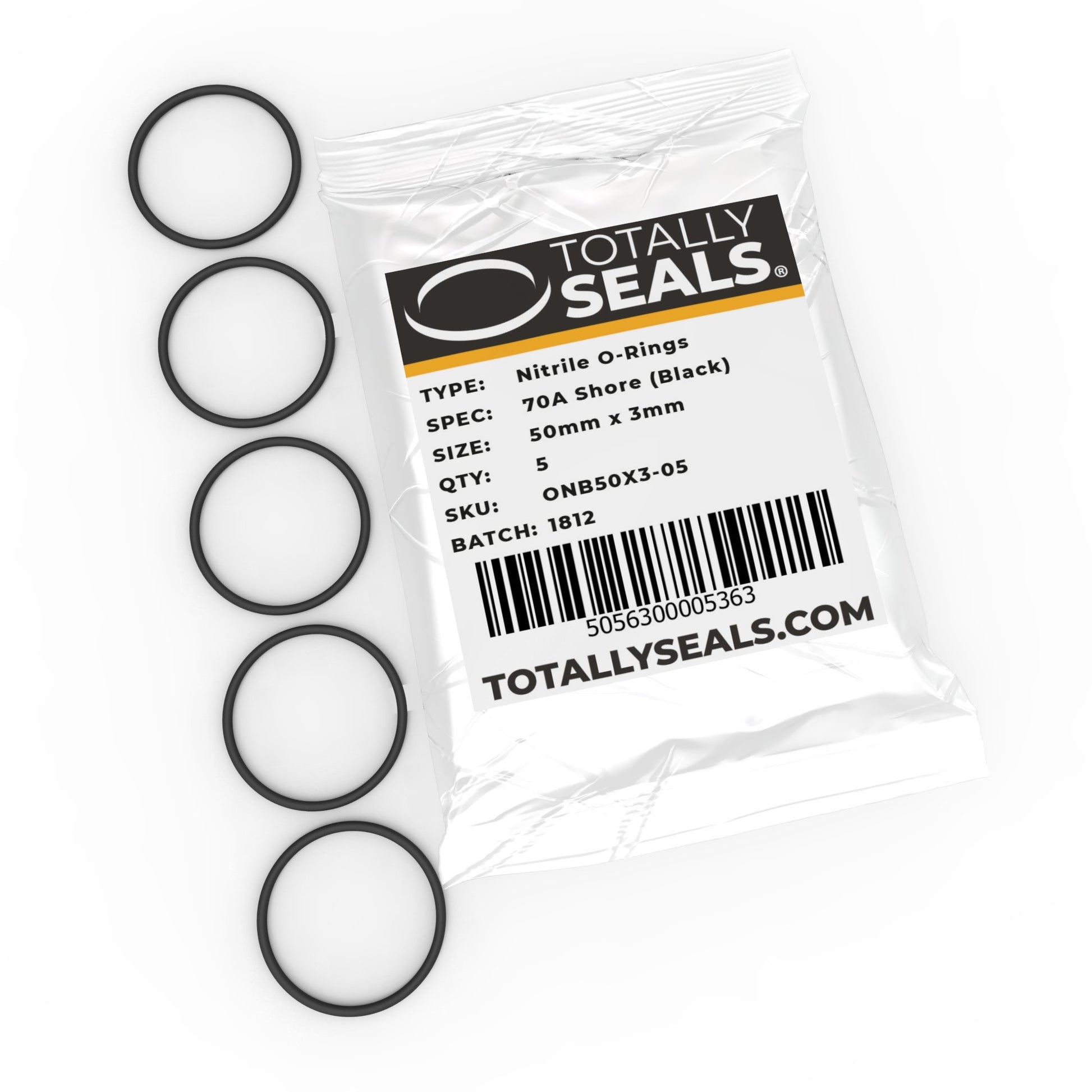 50mm x 3mm (56mm OD) Nitrile O-Rings - Totally Seals®