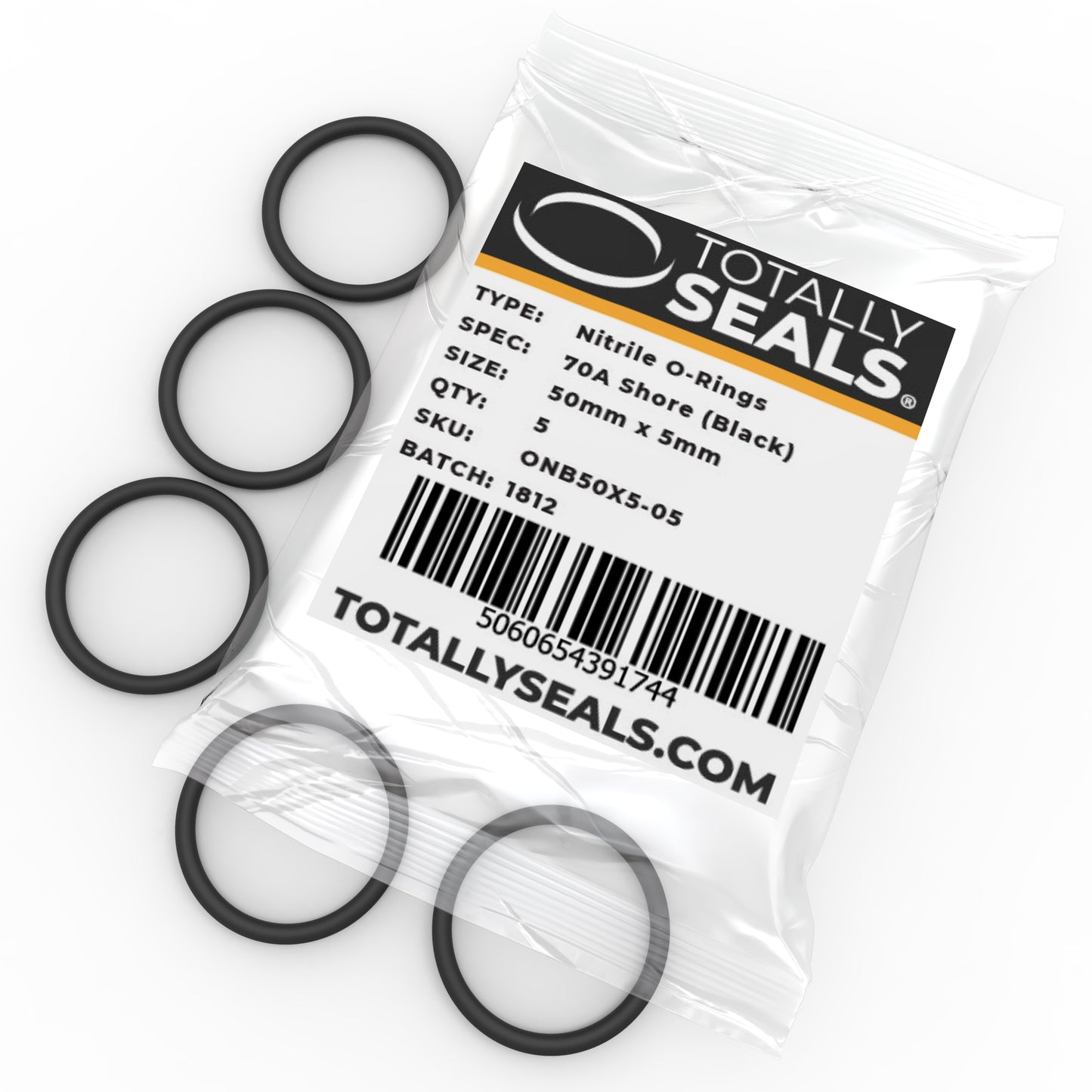 50mm x 5mm (60mm OD) Nitrile O-Rings - Totally Seals®