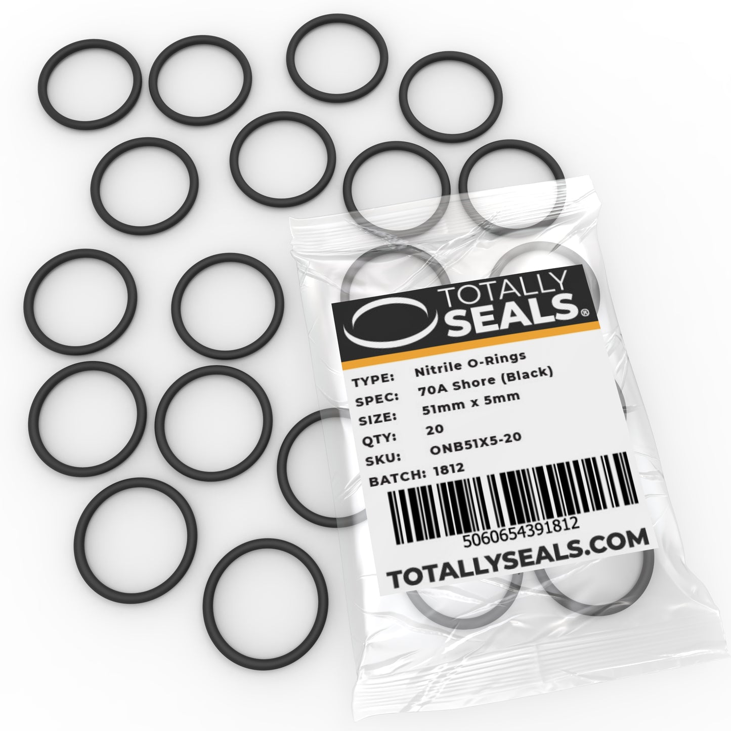 51mm x 5mm (61mm OD) Nitrile O-Rings - Totally Seals®