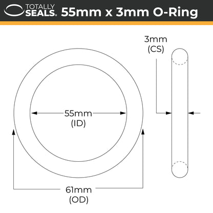 55mm x 3mm (61mm OD) Nitrile O-Rings - Totally Seals®