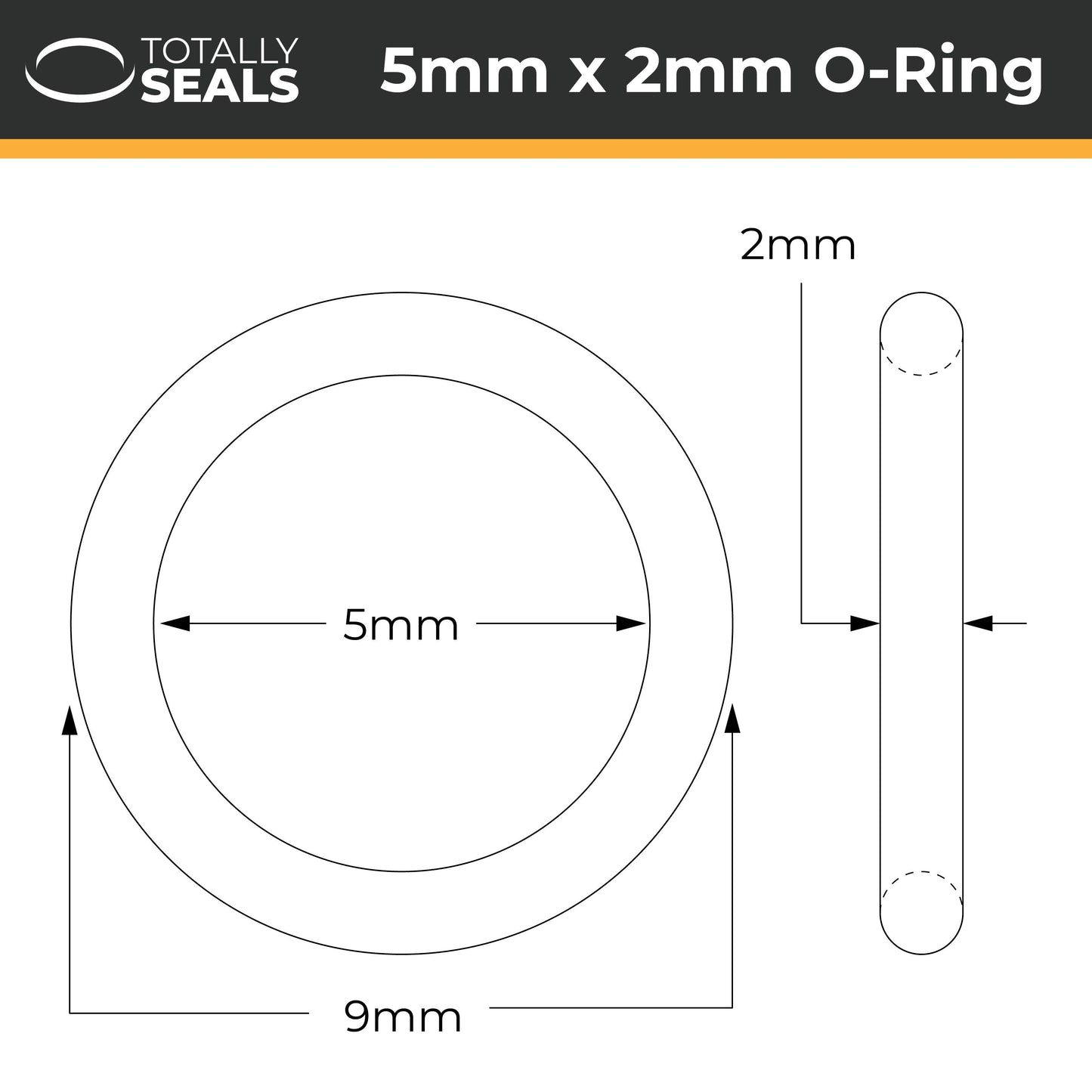 5mm x 2mm (9mm OD) Silicone O-Rings - Totally Seals®