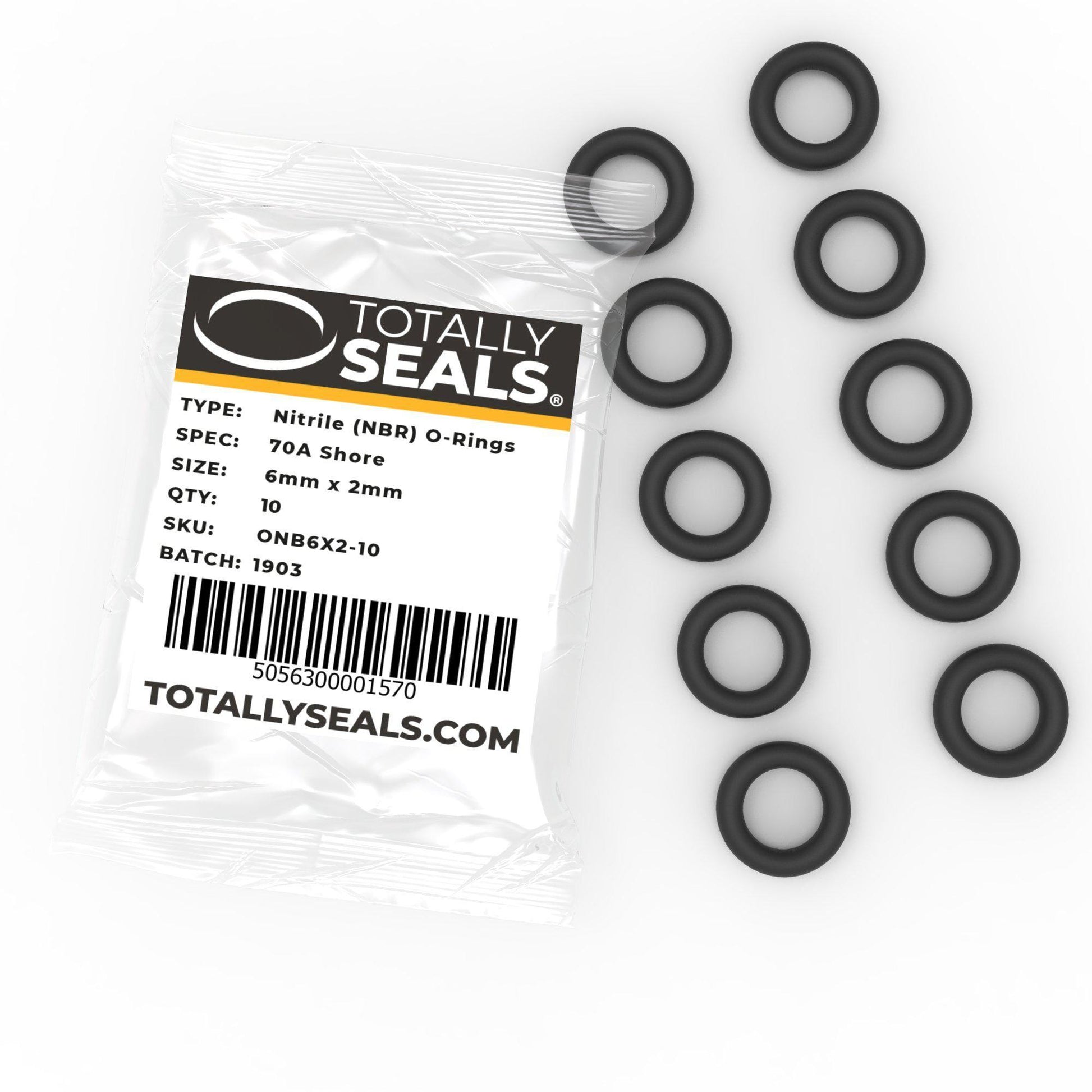 6mm x 2mm (10mm OD) Nitrile O-Rings - Totally Seals®