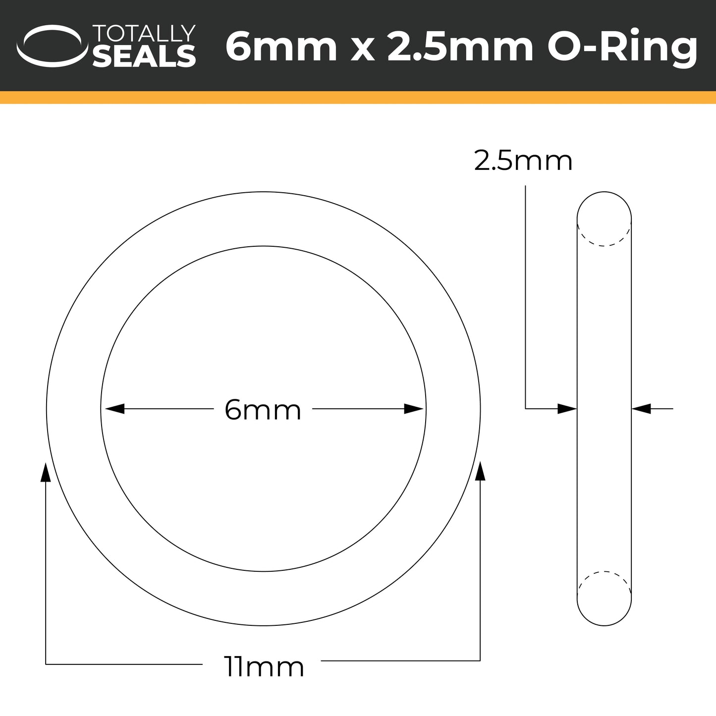 6mm x 2.5mm (11mm OD) Silicone O-Rings - Totally Seals®