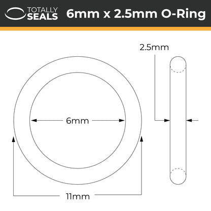 6mm x 2.5mm (11mm OD) Silicone O-Rings - Totally Seals®