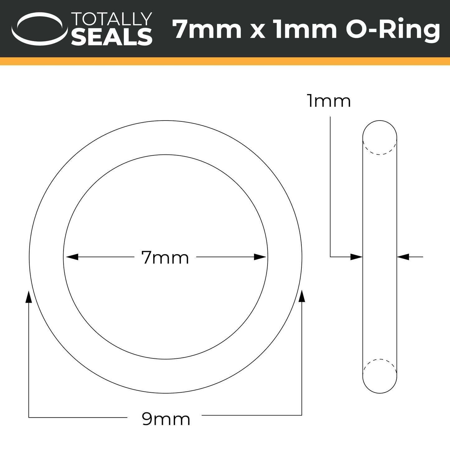7mm x 1mm (9mm OD) Nitrile O-Rings - Totally Seals®