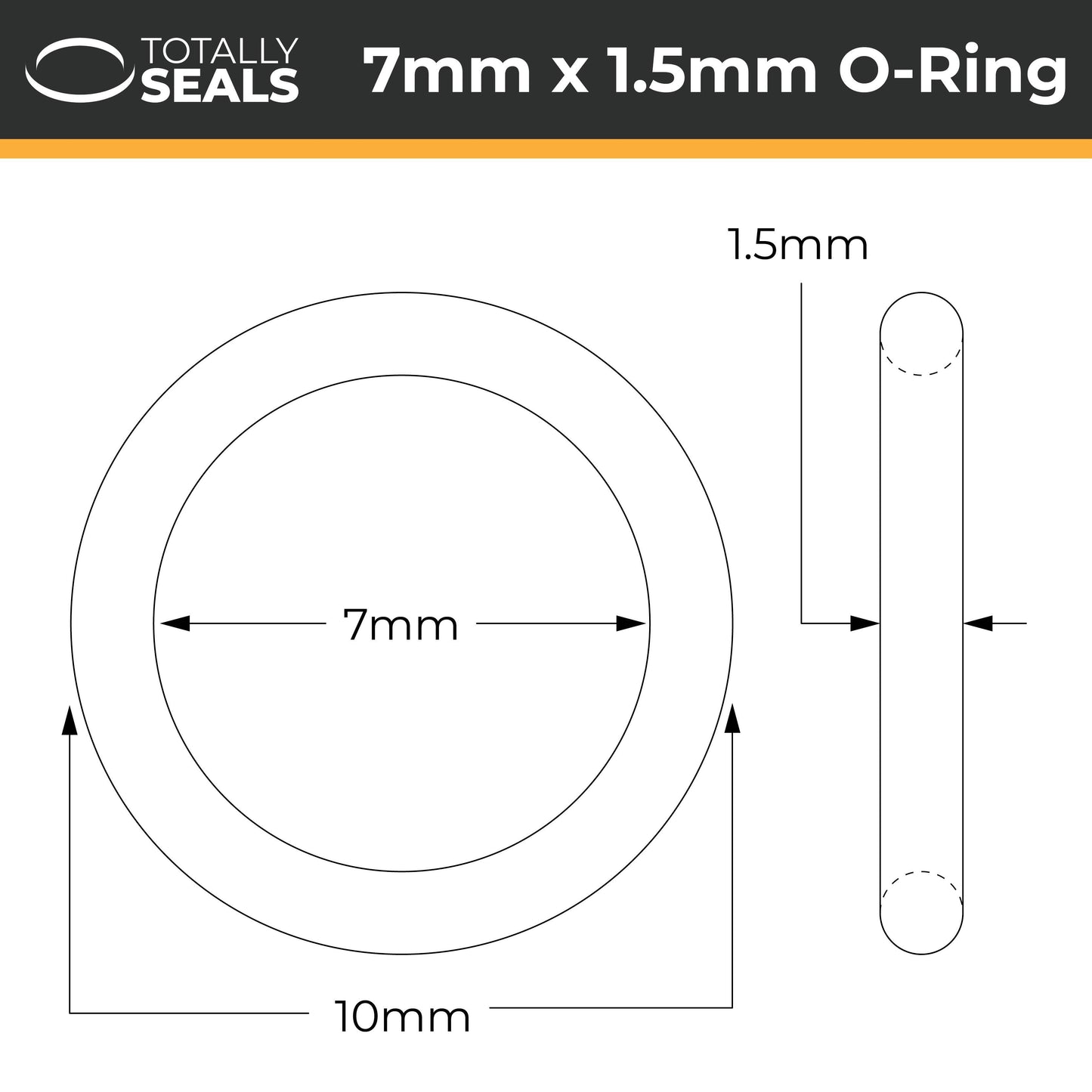 7mm x 1.5mm (10mm OD) Nitrile O-Rings - Totally Seals®