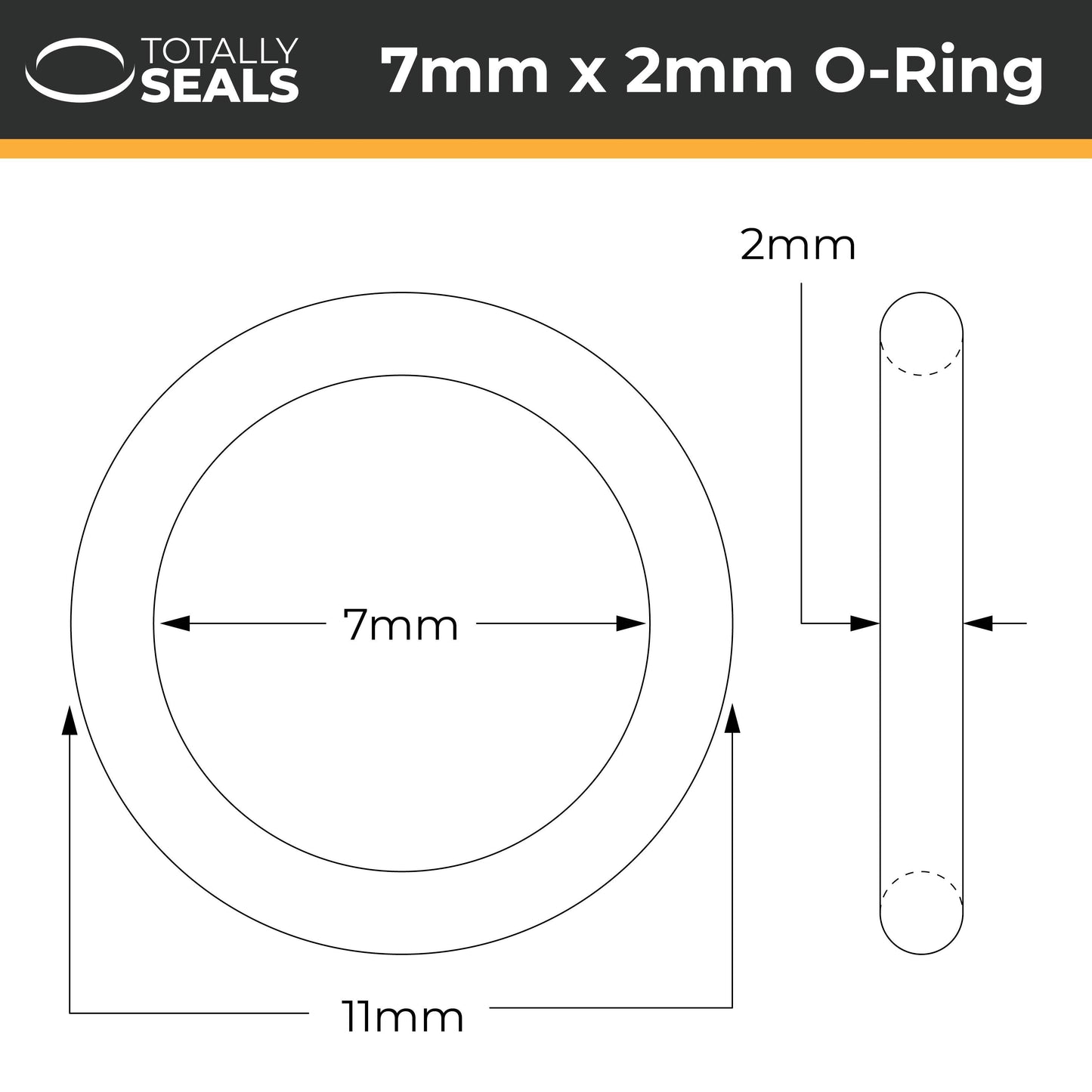 7mm x 2mm (11mm OD) Nitrile O-Rings - Totally Seals®