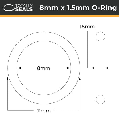 8mm x 1.5mm (11mm OD) Nitrile O-Rings - Totally Seals®